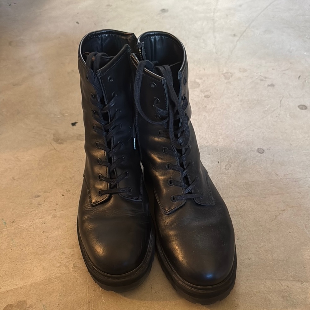 Thursday Black Leather Lace-Up Boots